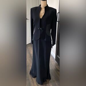 Lillie Rubin Classic Black Dress and Jacket Set, Sz 12